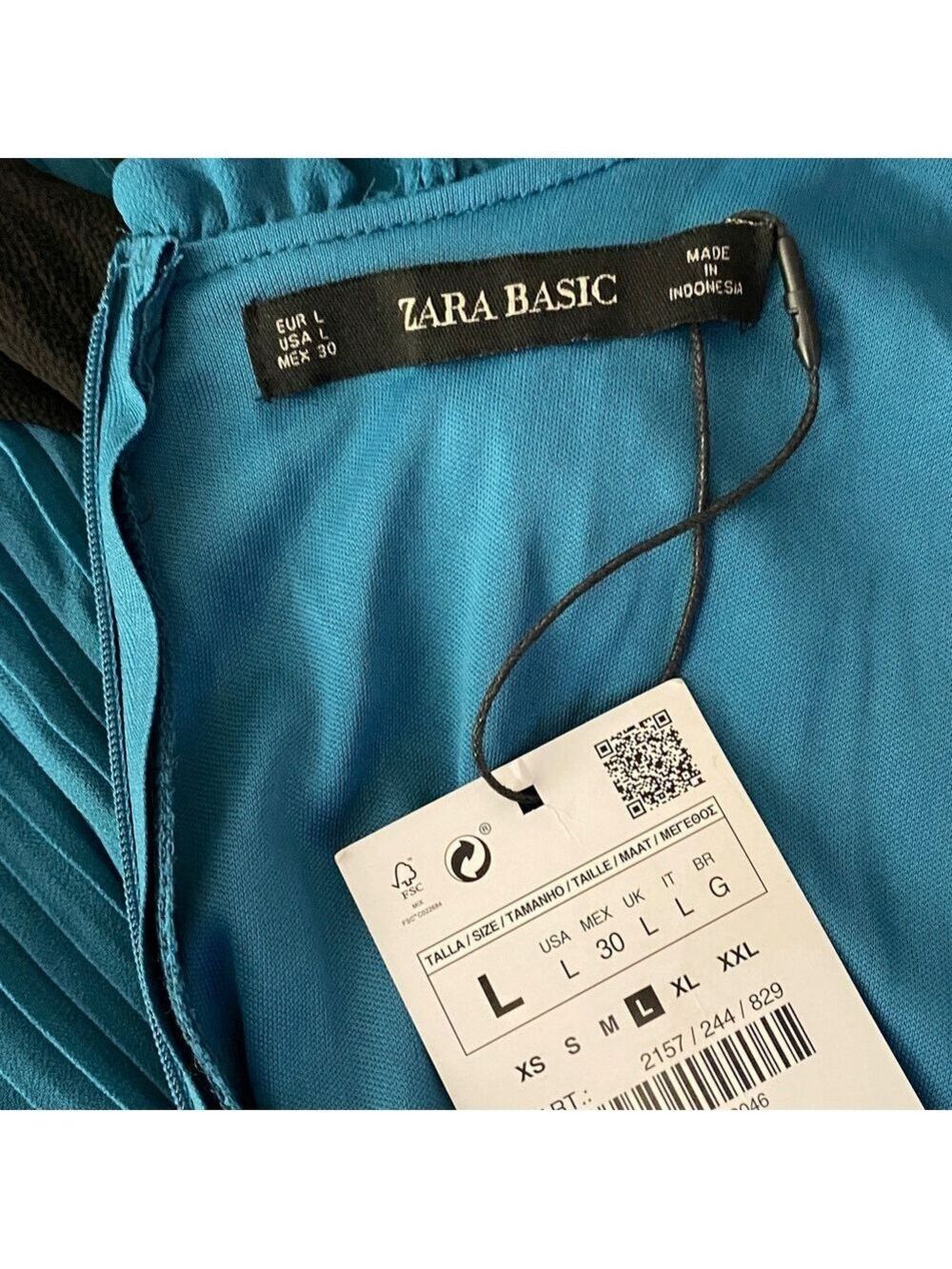 NWT Zara Teal Pleated Jumpsuit - Belted, Size L - Picture 15 of 16
